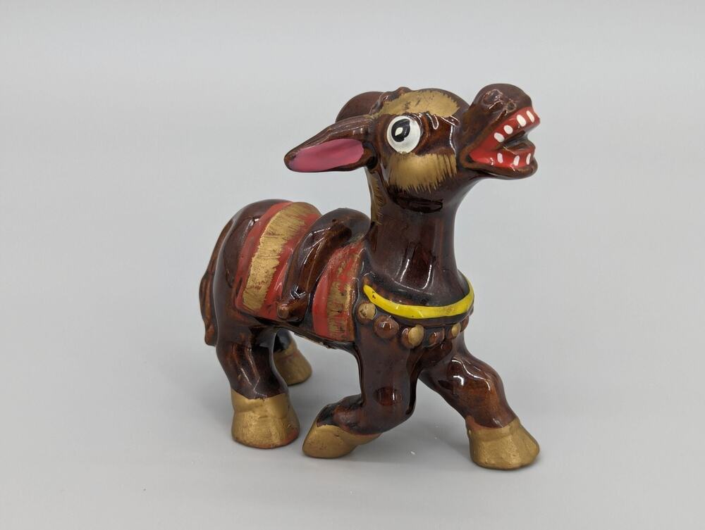 Napco Vintage 3.5" Ceramic Donkey Mule Burro Made in Japan Figure Brown